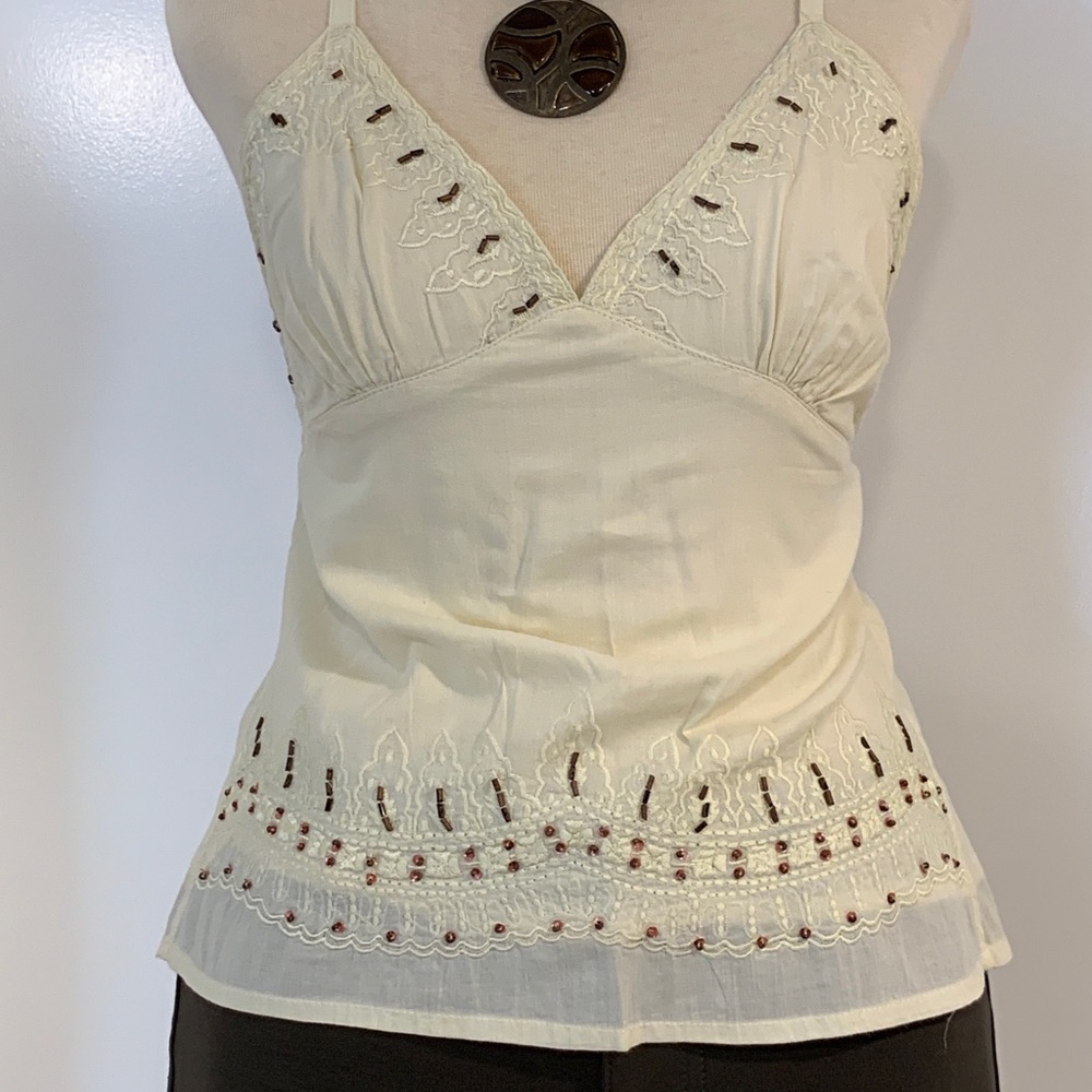 Passport. Cotton beaded tie top.